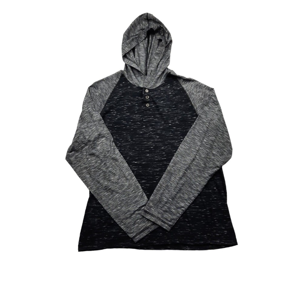 Hard Edge Boys Black Long Sleeve with Hooded Shirt Top Size Large